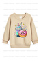 Green-Black-Beige Triple Crew Neck Girls' Sweatshirt with Fleece Inside and Wow Girl and Brooklyn Print - 2