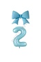 Best Blue Color Bow Number Foil Balloon Set Age 2
