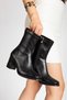 Women's Black Stretch Ankle Mid-Height Heel Boots - 4