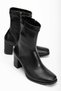 Women's Black Stretch Ankle Mid-Height Heel Boots - 2
