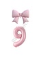Best Pink Color Bow Number Foil Balloon Set Age 9