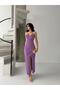 Lilac Stone Strap Slit Midi Evening Dress - 2