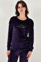 Standard Fit Crew Neck Soft Velvet Pajama Set Pajama Set 6094201 - 3