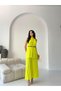 Yellow Pleated Halter Neck Belted Dress - 2