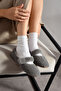 Luna Gray Rabbit Feather Elastic Non-Slip Sole Women's Ballerina Slippers Home Slippers - 2
