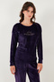Standard Fit Crew Neck Soft Velvet Pajama Set Pajama Set 6094201 - 6