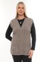 Women's V-Neck Thick Wool Goose Feet Patterned Knitwear Buttoned Pocketed Mother Vest