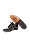 Black Color Lace-Up Genuine Leather Men's Shoes - 3