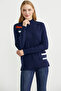 Turtleneck Color Detailed Knitwear Sweater - Navy Blue - 2