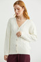Pearl Button Detailed Knitwear Cardigan - Bone - 4