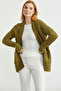 Hair Braid Motif Pocketed Knitwear Cardigan - Green - 4