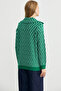 Double Color Thick Wool Knitwear Cardigan - Green - 6