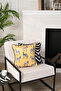 Zebra Design Leather Corded Yellow Throw Pillow Cover 43X43Cm - 4