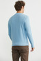 Motif Detailed Crew Neck Knitwear Sweater - Blue - 5