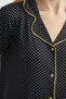 Buttoned Polka Dot Patterned Shirt Pajama Set - Black - 5