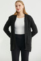 Hair Braid Motif Pocketed Knitwear Cardigan - Black - 2