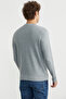 Motif Detailed Crew Neck Knitwear Sweater - Gray - 4