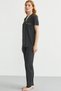 Buttoned Polka Dot Patterned Shirt Pajama Set - Black - 4