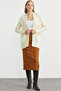 Hair Braid Motif Pocketed Knitwear Cardigan - Bone