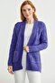 Hair Braid Motif Pocketed Knitwear Cardigan - Cobalt Blue - 4