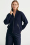 Wool Stand Collar Zippered Knitwear Cardigan - Navy Blue - 4