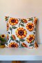 Sunflower and Leaf Pattern Throw Pillow Cover 3D Punch Embroidery Effect Digital Printed 43X43Cm