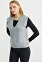 V-Neck Hair Knitwear Sweater - Gray - 3