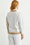 Zippered Diamond Motif Knitwear Cardigan - Camel - 6