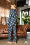 Women's Pajama Set Heart Patterned Buttoned Long Sleeve Green Color Pocket Detailed Suede - 4