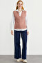 V-Neck Hair Knitwear Sweater - Rose - 3