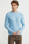 Motif Detailed Crew Neck Knitwear Sweater - Blue - 3