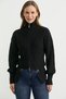 High Neck Zippered Waist Detailed Knitwear Cardigan - Black - 4