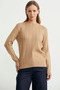 Crew Neck Motif Detailed Knitwear Sweater - Camel - 2