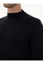 Navy Blue Slim Fit Cashmere Silk Blended Quarter Turtleneck Knitwear Sweater 50316299-Vr033 - 7