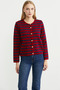 Colorful Striped Knitwear Short Cardigan - Red