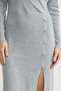 Double-Breasted Button Detailed Knitwear Dress - Gray - 5