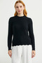 Sliced Hair Braided Knitwear Sweater - Black