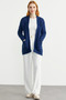 Hair Braid Motif Pocketed Knitwear Cardigan - Navy Blue