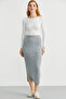 Long Knit Skirt with Pocket Detail - Gray