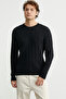 Cotton Hair Braid Detailed Knitwear Sweater - Black