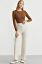 Comfortable Fit Knitwear Trousers with Side Motifs - Stone - 2