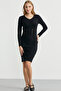 Button Detailed V-Neck Knitwear Dress - Black - 3
