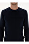 Navy Blue Slim Fit Cotton Blend Crew Neck Knitwear Sweater 50318982-Vr033 - 6