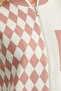 Zippered Diamond Motif Knitwear Cardigan - Rose - 4