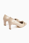 Misha Beige Patent Leather Buckle Women's Heeled Shoes - 5