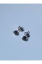 Black Steel Nail Earrings Round Model Double Earrings 5 mm - 5