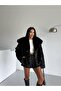 Women's Turn-Up Collar with Pockets and Snap Closure Imported Faux Leather Coat G6690 - 3