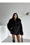 Women's Turn-Up Collar with Pockets and Snap Closure Imported Faux Leather Coat G6690 - 4