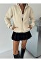 Women's Hooded Zipper Pocketed Fleece-Lined Oversized Loose Straight Basic Sweatshirt G252519