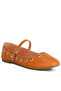 Women Floral Eyelet Strapped Ballerinas in Tan